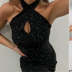 NWT Na-Kd Knitted Halter neck Sequin Dress